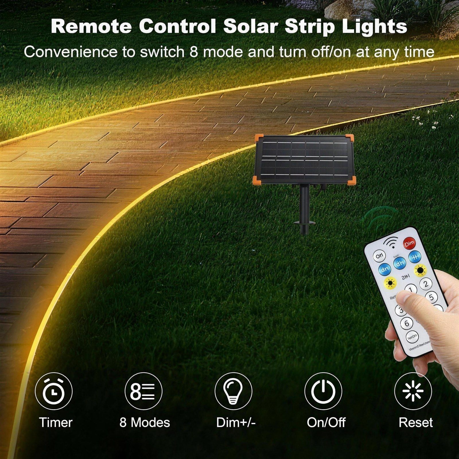 The remote control and its timer, mode, dimming, on-off and reset functions